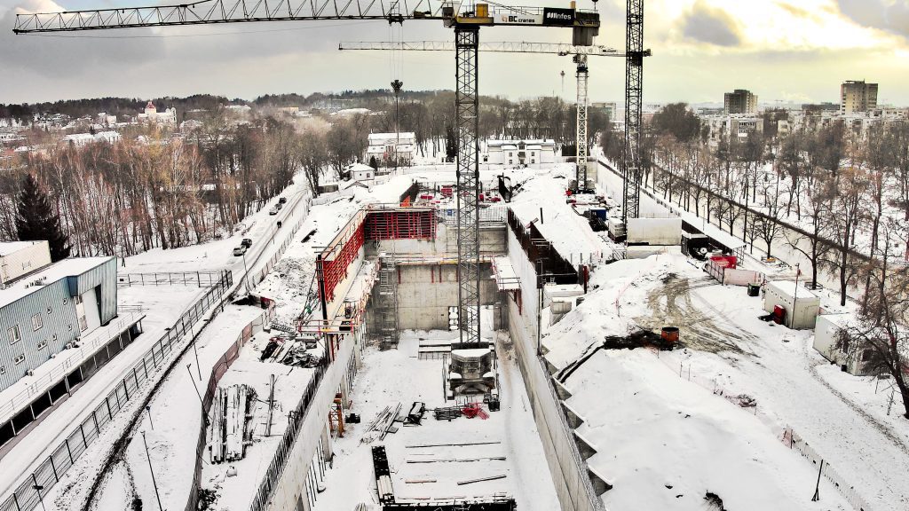 Lengvosios atletikos maniežo Vilniuje statybos darbai